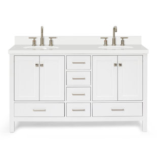 ARIEL BATH Cambridge 61'' Double Bathroom Vanity with Quartz Top