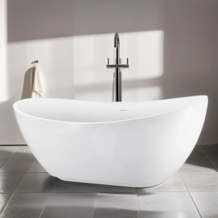 OLDE HOMEY STYLES 66.94'' x 28.36'' Freestanding Soaking Acrylic Bathtub
