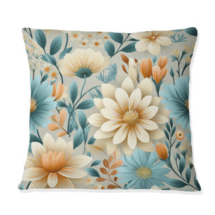 DESIGN ART Blue Timeless Garden Flourish - Throw PillowAbstract Coral Reef Multicolor Azure - Throw Pillow