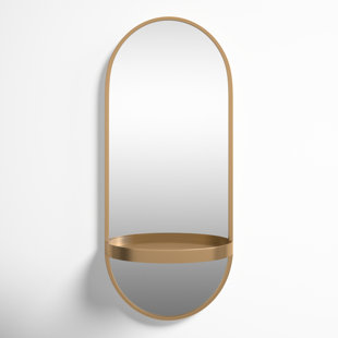 ALLMODERN Lumi Metal Flat Wall Mirror with Shelves