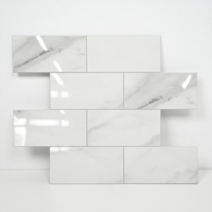 COLAMO 12" x 12" Carrara White PVC Peel and Stick Subway Tile