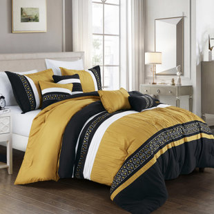HOMECHOICE INTERNATIONAL GROUP 7-Pieces Luxury Quilted Embroidery Bedding Comforter Set