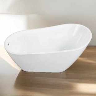 OLDE HOMEY STYLES Acrylic 55.1'' x 30.76'' Freestanding Soaking Acrylic Bathtub