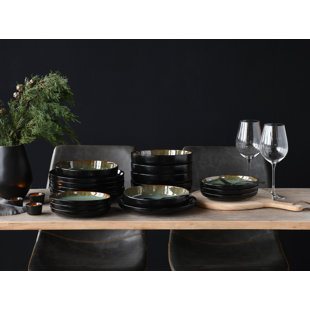 CREATABLE Nordic Fjord green, 18 Piece Dinnerware Set, Service for 6