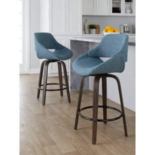 LUMISOURCE Swivel Upholstered 26'' Counter Stool (Set of 2)