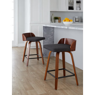 LUMISOURCE Swivel Upholstered Counter Stool (Set of 2)