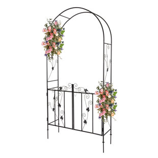 KINBOR 43.3'' W x 14.6'' D Steel Arbor with Gate in Black