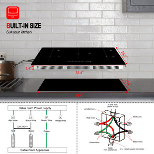 Gaslandchef 36 in. Built-In Electric Induction Cooktop in Black with 5 Elements