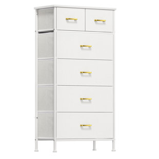 MERCER41 Tall Dresser for Bedroom with 6 Fabric Drawers Closet Organizers and Storage White Dresser Mansingh