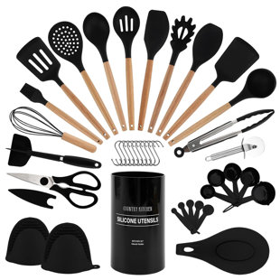 AIRPJ 29 -Piece Assorted Kitchen Utensil Set with Utensil Crock