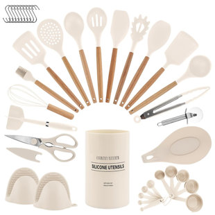 AIRPJ 29 Piece Cooking Utensil Set with Utensil Crock