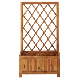 ARLMONT & CO. Telesha vidaXL Garden Raised Bed with Trellis, Solid Acacia Wood Planter, Outdoor and Indoor Use, Brown