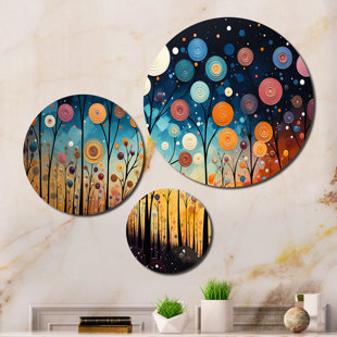 DESIGN ART 3 Colorful Mid Century Whimsical Wanderlust I Wall Decor Set Metal