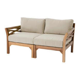 WILLOW CREEK DESIGNS Monterey Teak Outdoor Loveseat with Sunbrella Cushions