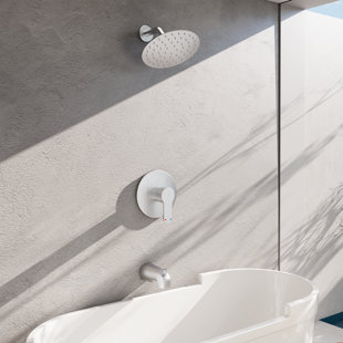 HomGoo Tub Shower Faucet Set (Valve Included) with 6-Inch Rain Shower Head and Handle