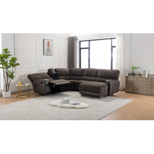 HOKKU DESIGNS Quatasia 5 - Piece Vegan Leather Reclining Chaise Sectional with Cupholder & Storage