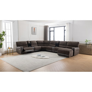 HOKKU DESIGNS Quatasia 8 - Pieces Vegan Leather Reclining Chaise Sectional with Cupholder & Storage