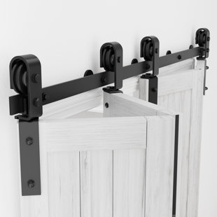 LAZIO Bifold Barn Door Hardware Kit Black Folding Barn Door Kit (Doors not Included)