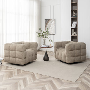 WADE LOGAN® Ashyiah Upholstered Swivel Armchair (Set of 2)