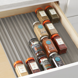 YouCopia® SpiceLiner® Adjustable Spice Drawer Liner, Spice Bottle and Jar Storage Organizer Insert
