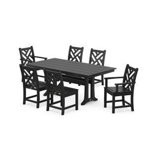 POLYWOOD® Chippendale 7-Piece Farmhouse Trestle Dining Set (Set of 7)