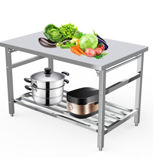 BABEVY Stainless Steel Table With Backsplash