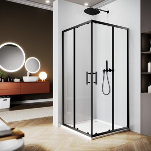 EAGLELY 35" W x 35" D x 72" H Double Sliding Framed Square Easy Installatin Shower Enclosure