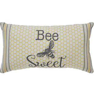 VHC BRANDS Buzzy Bees Striped Cotton Reversible Throw Pillow