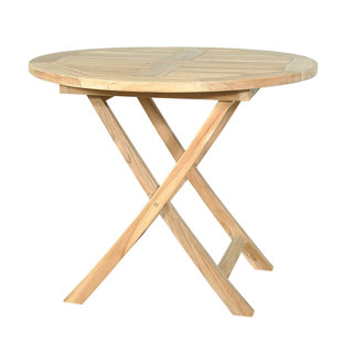SKYLINE DECOR 35'' Solid Wood Round Portable Folding Table