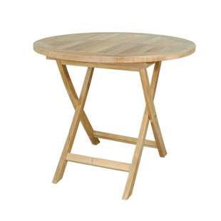 SKYLINE DECOR 31'' Solid Wood Round Portable Folding Table