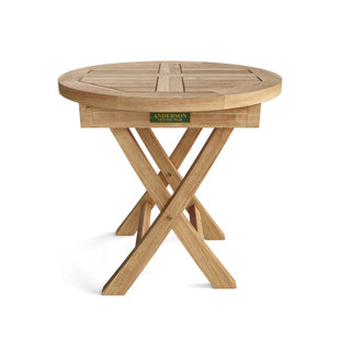 SKYLINE DECOR 20'' Solid Wood Round Portable Folding Table