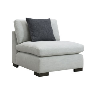 HOKKU DESIGNS Quatesha 34.2'' Wide Down Fill Fabric Upholstered Cushion Back Armless Chair with one Pillow