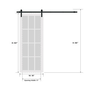 SARTODOORS Lucia Clear Glass Barn Black Door with Installation Hardware Kit