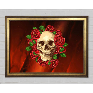 CLASSICLIVING Rosen um einen Totenkopf - Druck