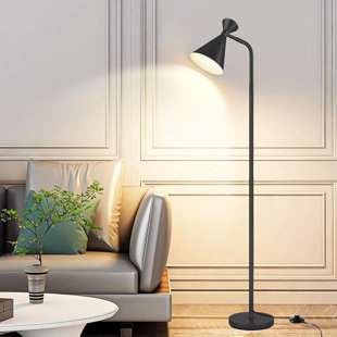 INSALER Modern Adjustable Metal Heads Standing Lamps Simple Design Black Floor Lamp with Foot Switch