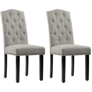 LARK MANOR™ Crabill Tufted Linen Upholstered Parsons Chair (Set of 2)