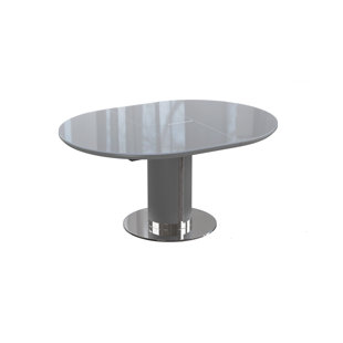 BRAYDEN STUDIO Ossy Round White Glass Extending Dining Table