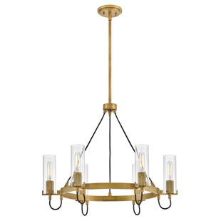 HINKLEY Ryden 28" Six-Light Candle Chandelier w/ Clear Glass Shades
