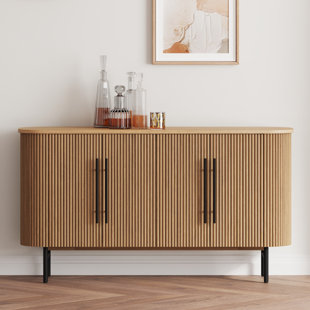 DG CASA Penelope 60' Modern Sideboard with 4 Doors and Adjustable Shelves, Fluted Design