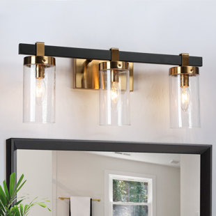 EVERLY QUINN Marrina 3-Light Gold/Black Dimmable Vanity Light