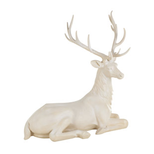 COLE & GREY Resin Large Textured Floor Reindeer Sculpture