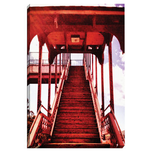 BASHIAN HOME 'Red Stairs' by Dean Penn Photographic Print on Canvas
