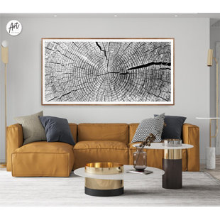 ART TERRITORY Extra Large Tree Ring Horizontal Poster, Canvas Wall Art, Linocut Print