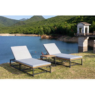 PANAMA JACK OUTDOOR Lakewood Outdoor Aluminum Chaise Lounge with Table