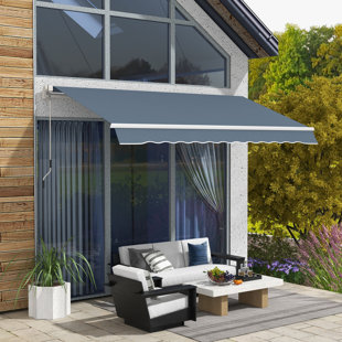 Outsunny Polyester Cover Retractable Patio Awning