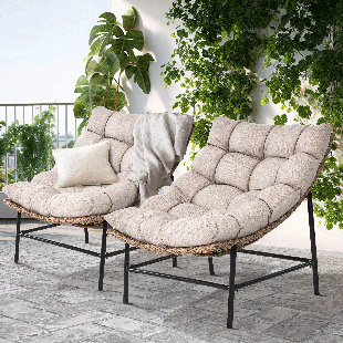 BAY ISLE HOME™ Ouseman Patio Outdoor Scoop Lounge Chair, Seating Group With Cushions (Set of 2) (Set of 2)