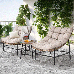 BAY ISLE HOME™ Ouseman Patio Outdoor Scoop Lounge Chair, Seating Group With Cushions (Set of 3)