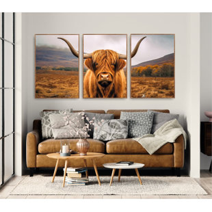ART TERRITORY Extra Large Wall Art, Highland Cow Print or Canvas, Farmhouse Decor
