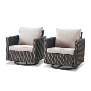 WADE LOGAN® Outdoor Brooksie Swivel Gliding Wicker Chair with Cushions
