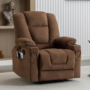 EBERN DESIGNS Aricella 39.3'' Wide Chenille Recliner With Massage & Heating & Cup Holder